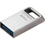 Kingston DataTraveler 64GB Micro 200MB/s Metal USB 3.2 Gen 1, Lápiz USB plateado, 64 GB, USB tipo A, 3.2 Gen 1 (3.1 Gen 1), 200 MB/s, Sin tapa, Plata