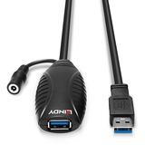 Lindy 43156 cable USB USB 3.2 Gen 1 (3.1 Gen 1) 10 m USB A Negro, Cable alargador negro, 10 m, USB A, USB A, USB 3.2 Gen 1 (3.1 Gen 1), 5 Gbit/s, Negro