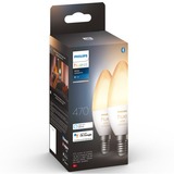 Philips Hue Vela - Bombilla inteligente E14 - (paquete de 2), Lámpara LED Philips Hue White ambiance Vela - Bombilla inteligente E14 - (paquete de 2), Bombilla inteligente, Blanco, Bluetooth/Zigbee, LED integrado, E14, Luz fría, Blanco cálido