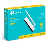 TP-Link TL-WN722N adaptador y tarjeta de red WLAN 150 Mbit/s, Adaptador Wi-Fi blanco, Inalámbrico, USB, WLAN, Wi-Fi 4 (802.11n), 150 Mbit/s, Negro, Blanco, Minorista