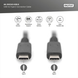 Digitus Cable USB4 Gen 3x2, conector USB-C > conector USB-C, 40Gbit/s negro