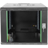 Digitus Carcasa de pared de la serie Unique - 600 x 600 mm (an. x pr.), Armario IT negro, Bastidor de pared, 9U, 100 kg, Bloqueo del teclado, Rieles de rack, 23 kg