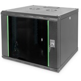 Digitus Carcasa de pared de la serie Unique - 600 x 600 mm (an. x pr.), Armario IT negro, Bastidor de pared, 9U, 100 kg, Bloqueo del teclado, Rieles de rack, 23 kg
