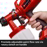 EINHELL Sistema de pulverización de pintura a batería Power X-Change TC-SY 18/60 Li-Solo, 18 Voltios, Arma de aerosol rojo/Negro