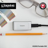 Kingston 1000G SSD portátil XS2000, Unidad de estado sólido plateado/Negro, 1 TB, USB Tipo C, 3.2 Gen 2 (3.1 Gen 2), 2000 MB/s, Negro, Plata