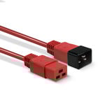 Lindy 30123 cable de transmisión Rojo 1 m C19 acoplador C20 acoplador, Cable alargador rojo, 1 m, C19 acoplador, C20 acoplador, 250 V, 16 A