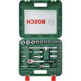 Bosch Juego de carraca de 1/4" + 1/2" con llaves de vaso, 60 piezas, Llave de tubo verde