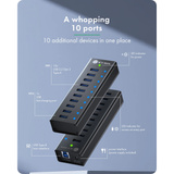 ICY BOX IB-AC6110a, Hub USB negro
