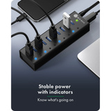 ICY BOX IB-AC6110a, Hub USB negro