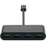 Kensington Hub USB-C CH1200 de 4 puertos a 10 Gbps negro, USB 3.2 Gen 2 (3.1 Gen 2) Type-C, USB 3.2 Gen 2 (3.1 Gen 2) Type-A, 10000 Mbit/s, Negro, Acrilonitrilo butadieno estireno (ABS), Cable redondo