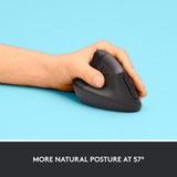 Logitech Lift Ratones, Ratón grafito/Negro, Izquierda, Diseño vertical, Óptico, RF Wireless + Bluetooth, 4000 DPI, Grafito