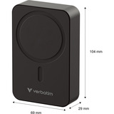 Verbatim Charge 'n' Go Essentials 20000 mAh Cargador inalámbrico Negro, Banco de potencia negro, 20000 mAh, Quick Charge 3.0, Cargador inalámbrico, 50 W, Negro