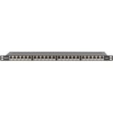 Digitus Panel de parcheo de alta densidad CAT 6A, clase E, 24 puertos, Patch Panel negro