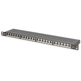 Digitus Panel de parcheo de alta densidad CAT 6A, clase E, 24 puertos, Patch Panel negro