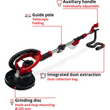 EINHELL TP-DW 18/225 Li-Solo, Amoladora de paneles de yeso rojo/Negro