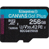 Kingston 256 GB microSDXC Canvas Go Plus Gen4 200R A2 U3 Paquete individual sin ADP, Tarjeta de memoria negro, 256 GB, MicroSD, Clase 10, UHS-I, 200 MB/s, 160 MB/s