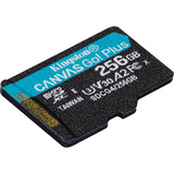 Kingston 256 GB microSDXC Canvas Go Plus Gen4 200R A2 U3 Paquete individual sin ADP, Tarjeta de memoria negro, 256 GB, MicroSD, Clase 10, UHS-I, 200 MB/s, 160 MB/s