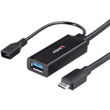 Lindy 43352 hub de interfaz USB 3.2 Gen 1 (3.1 Gen 1) Type-C 5000 Mbit/s Negro, Cable alargador negro, USB 3.2 Gen 1 (3.1 Gen 1) Type-C, USB 3.2 Gen 1 (3.1 Gen 1) Type-A, 5000 Mbit/s, Negro, Acrilonitrilo butadieno estireno (ABS), Cable redondo