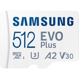 SAMSUNG MB-MC512S 512 GB MicroSDXC UHS-I, Tarjeta de memoria blanco, 512 GB, MicroSDXC, UHS-I, 160 MB/s, Class 3 (U3), V30