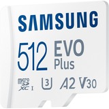 SAMSUNG MB-MC512S 512 GB MicroSDXC UHS-I, Tarjeta de memoria blanco, 512 GB, MicroSDXC, UHS-I, 160 MB/s, Class 3 (U3), V30