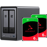UGREEN DXP2800 + 2x 6 TB Seagate IronWolf HDD Paquete, NAS 
