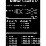 Wera Kompakt 60 KK Juego de enchufes, Llave de tubo negro/Verde, Juego de enchufes, 1/4", Métrico, 17 cabezal(es), 10,15,20,25,30,40 mm, PH1,PH2,PH3,PZ1,PZ2,PZ3