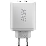 goobay Cargador rápido dual USB-C, PD, GaN, 65 vatios blanco