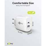 goobay Cargador rápido dual USB-C, PD, GaN, 65 vatios blanco