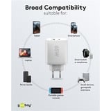 goobay Cargador rápido dual USB-C, PD, GaN, 65 vatios blanco