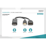 Digitus Adaptador 4K HDMI a DisplayPort negro