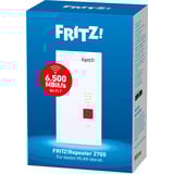 FRITZ! 2700 Repetidores y transceptores blanco/Gris, Repeater 2700, Repetidor de red, 125 Mbit/s, Wifi, Ethernet, Blanco