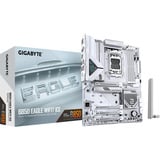 GIGABYTE B850 EAGLE WIFI7 ICE Placa base - Procesadores AMD Ryzen serie 9000, VRM digital de 8+2+2 fases, hasta 8200 MHz DDR5 (O.C.), 1x M.2 PCIe 5.0 + 2x M.2 PCIe 4.0, Wi-Fi 7, LAN 2.5 GbE, USB 3.2 Gen 2 blanco/Plateado