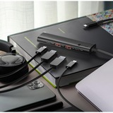 ICY BOX IB-HUB1437-CPD Alámbrico USB 3.2 Gen 2 (3.1 Gen 2) Type-C Negro, Hub USB Alámbrico, USB 3.2 Gen 2 (3.1 Gen 2) Type-C, 100 W, Negro, 10 Gbit/s, Aluminio, Plástico