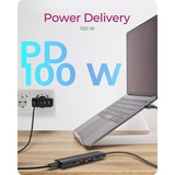 ICY BOX IB-HUB1437-CPD Alámbrico USB 3.2 Gen 2 (3.1 Gen 2) Type-C Negro, Hub USB Alámbrico, USB 3.2 Gen 2 (3.1 Gen 2) Type-C, 100 W, Negro, 10 Gbit/s, Aluminio, Plástico