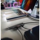 ICY BOX IB-HUB1437-CPD Alámbrico USB 3.2 Gen 2 (3.1 Gen 2) Type-C Negro, Hub USB Alámbrico, USB 3.2 Gen 2 (3.1 Gen 2) Type-C, 100 W, Negro, 10 Gbit/s, Aluminio, Plástico