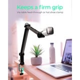 ICY BOX IB-MAG103B-T Soporte de brazo para micrófono negro, Soporte de brazo para micrófono, Base para escritorio, Negro, Aluminio, Plástico, Acero, 3/8", China