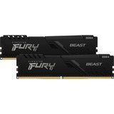 Kingston FURY FURY Beast 32GB 3200MT/s DDR4 CL16 DIMM (Kit de 2) 1Gx8 Black, Memoria RAM negro, 32 GB, 2 x 16 GB, DDR4, 288-pin DIMM