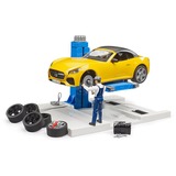 bruder bworld centro de servicio PKW + bruder Roadster, Vehículo de juguete 