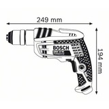 Bosch GBM 10 RE Professional, Taladro azul/Negro, Taladro de pistola, Sin llave, 1 cm, 2600 RPM, 2,5 cm, 1 cm
