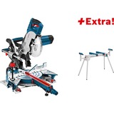 Bosch GCM 8 SJL + GTA 2600 Sierra de mesa 1600 W, Sierras de corte a inglete y a bisel azul/Negro, 5500 RPM, 112 dB, Sierra de mesa, 1600 W, 3 cm, 21,6 cm