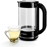 Bosch TWK70B03 tetera eléctrica 1,7 L 2400 W Negro, Transparente, Hervidor de agua negro, 1,7 L, 2400 W, Negro, Transparente, Vidrio, Indicador de nivel de agua, Protección contra sobrecalentamiento