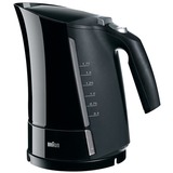 Braun WK 500 tetera eléctrica 1,6 L 3000 W Negro, Hervidor de agua negro, 1,6 L, 3000 W, Negro, Indicador de nivel de agua, Filtrado