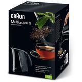 Braun WK 500 tetera eléctrica 1,6 L 3000 W Negro, Hervidor de agua negro, 1,6 L, 3000 W, Negro, Indicador de nivel de agua, Filtrado
