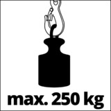EINHELL TC-EH 250 500 W 12 m 125 kg, Torno rojo, Polipasto de alambre, 12 m, 125 kg, 250 kg, 11,5 m, 5,7 m