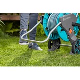 GARDENA 18513-20 AquaRoll M Carro con carrete para manguera , Carretilla para manguera turquesa/Gris, incluye manguera de 20 metros, 13 mm