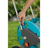 GARDENA 18517-20 AquaRoll M Easy Juego de carro con carrete, manguera y boquilla, Carretilla para manguera turquesa/Gris, 20 metros, diámetro: 13 mm 