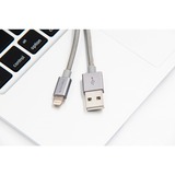 Nevox 1528 cable de conector Lightning 1 m Plata plateado/Gris, 1 m, Lightning, USB A, Plata, Derecho, Derecho