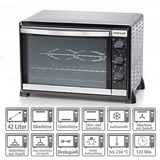 Rommelsbacher BG 1805/E horno tostador Acero inoxidable Parrilla, Mini horno acero fino/Negro, Acero inoxidable, Giratorio, 1800 W, 515 mm, 415 mm, 360 mm