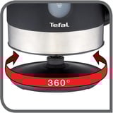 Tefal KO3308 tetera eléctrica 1,7 L 2400 W Negro, Hervidor de agua acero fino/Negro, 1,7 L, 2400 W, Negro, Indicador de nivel de agua, Sin cables, Filtrado