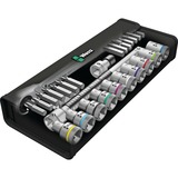 Wera 8100 SC 8 Juego de carraca Zyklop Metal, Kit de herramientas cuadradillo de 1/2" y palanca de inversión de giro, métrico